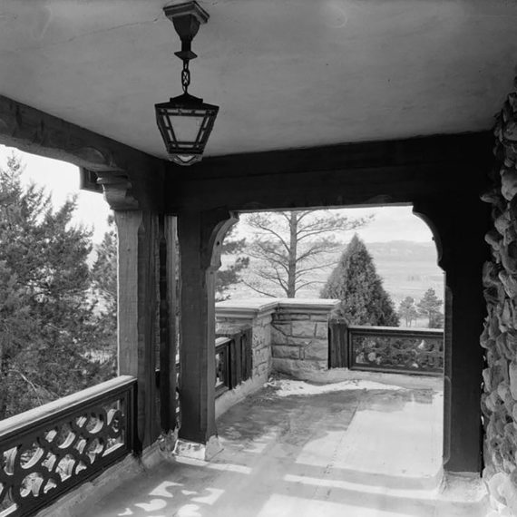 View looking west from the second level of the Mansion’s outdoor porch. Photo taken post 1930s.