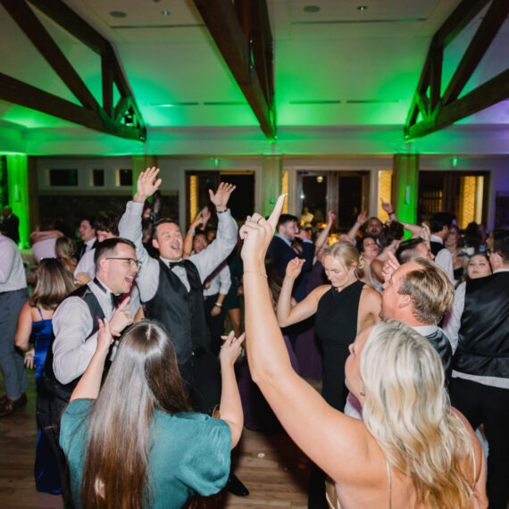 Wedding guests dance in the Great Hall.
