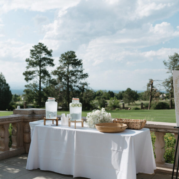 A water station set up on the Veranda.