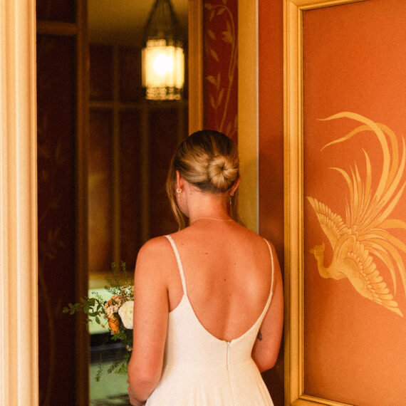 A bride enters one of the hand-painted